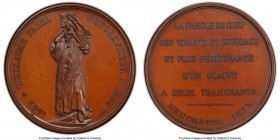 Confederation bronzed copper Specimen "Reformer William Farel" Medal 1875 SP65 PCGS, Opitz-3527. 45mm. By F. Landry. 1489 GUILLAUME FAREL REFORMATEUR ...