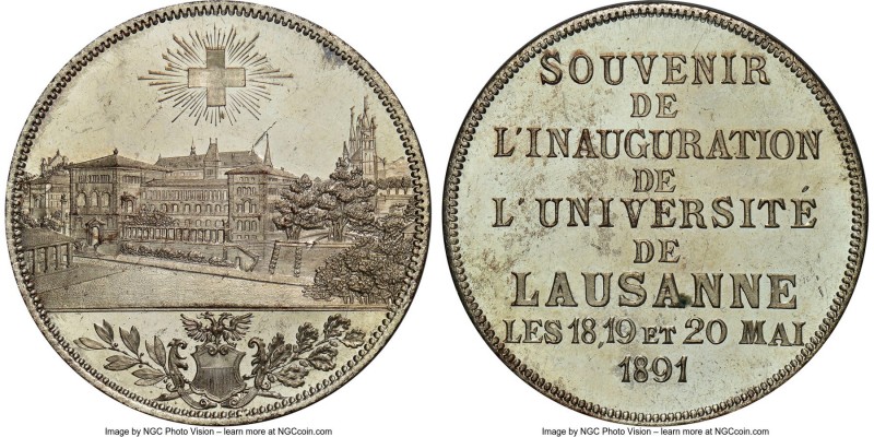 Confederation zinc-plated bronze "Lausanne University" Medal 1891 MS62 NGC, 40mm...