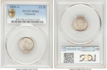 Republic 1/2 Bolivar 1893-A MS61 PCGS, Paris mint, KM-Y21. Also valued at 2-1/2 Gramos. 

HID09801242017

© 2020 Heritage Auctions | All Rights Re...