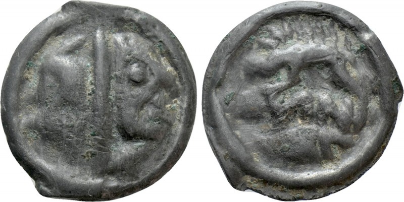 WESTERN EUROPE. Central Gaul. Lingones (1st century BC). Potin. 

Obv: Janifor...