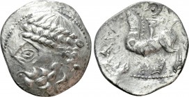 EASTERN EUROPE. Imitations of Philip II of Macedon (2nd century BC). Tetradrachm. Zopfreiter type. 

Obv: Stylized laureate head of Zeus left.
Rev:...