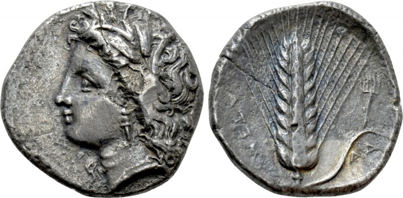 LUCANIA. Metapont. Didrachm (Circa 330-290 BC). Ad... magistrate. 

Obv: Wreat...