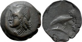 SKYTHIA. Olbia. Ae (Circa 400- 350 BC). Uncertain -, magistrate. 

Obv: Head of Demeter left.
Rev: OΛBIO / [...]. 
Eagle left on dolphin left.

...