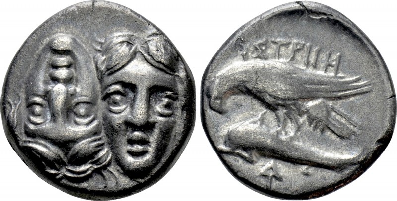MOESIA. Istros. Drachm (Circa 280-256/5 BC). 

Obv: Facing male heads, the rig...