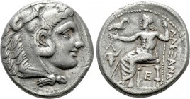 KINGS OF MACEDON. Alexander III 'the Great' (336-323 BC). Tetradrachm. Amphipolis. 

Obv: Head of Herakles right, wearing lion skin.
Rev: AΛEΞANΔPO...