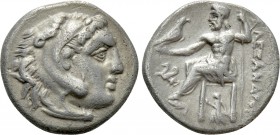 KINGS OF MACEDON. Alexander III 'the Great' (336-323 BC). Drachm. Lampsakos. 

Obv: Head of Herakles right, wearing lion skin.
Rev: AΛΕΞΑΝΔΡOY. 
Z...