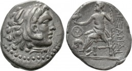 KINGS OF MACEDON. Alexander III 'the Great' (336-323 BC). Drachm. Chios. 

Obv: Head of Herakles right, wearing lion skin.
Rev: AΛΕΞΑΝΔΡΟΥ. 
Zeus ...