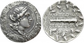 MACEDON UNDER ROMAN PROTECTORATE. First Meris. Tetradrachm (Circa 167-148 BC). Amphipolis. 

Obv: Diademed and draped bust of Artemis right, bow and...