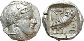 ATTICA. Athens. Tetradrachm (Circa 465-460 BC). Transitional issue.

Obv: Helmeted head of Athena right, with frontal eye.
Rev: AΘE.
Owl standing ...