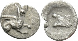 TROAS. Assos. Tetartemorion (Circa 480-450 BC). 

Obv: Griffin crouching right.
Rev: Astragalos within incuse square.

Klein 475; SNG von Aulock ...