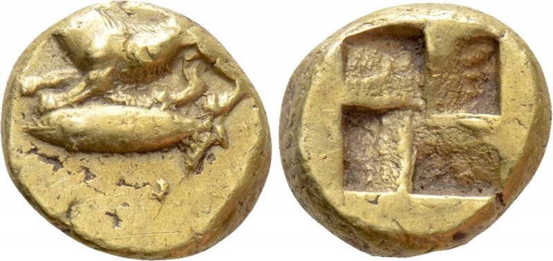 MYSIA. Kyzikos. EL Hemihekte (Circa 550-450 BC). 

Obv: Lioness or panther at ...