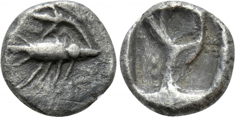 MYSIA. Kyzikos. Obol (6th century BC). 

Obv: Tunny left, holding stem of lotu...
