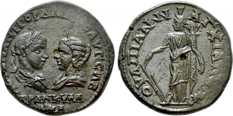 THRACE. Anchialus. Gordian III with Tranquillina (238-244). Ae. 

Obv: AVT K M...