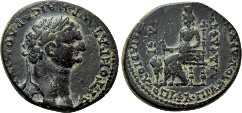 LYDIA. Philadelphia. Domitian (81-96). Ae. Fl. Praxeas, first archon and priest ...