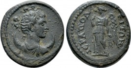 PHRYGIA. Hierapolis. Pseudo-autonomous. (3rd century AD). Ae. 

Obv: Draped bust of Selene-Hekate right; behind shoulders, crescent.
Rev: IEPAΠOΛIT...
