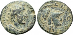LYCAONIA. Iconium. Antoninus Pius (138-161). Ae. 

Obv: ANTONINVS AVG PIVS. 
Laureate, draped and cuirassed bust of Antoninus Pius right.
Rev: COL...