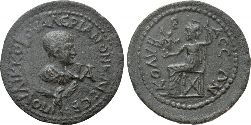 CILICIA. Colybrassus. Valerian II (Caesar, 256-258). Ae 11 Assaria. 

Obv: ΠOV...