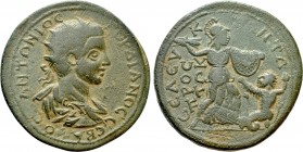 CILICIA. Seleucia ad Calycadnum. Gordian III (238-244). Ae. 

Obv: ANTΩNIOC ΓOPΔIANOC CЄBATOC (sic). 
Radiate, draped and cuirassed bust right.
Re...