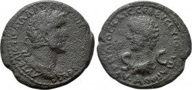 SELEUCIS & PIERIA. Antioch. Antoninus Pius (138-161) and Marcus Aurelius as Caesar. Ae. 

Obv: ΑΥΤ ΚΑΙϹ ΤΙΤ ΑΙΛ ΑΔΡ ΑΝΤⲰΝƐΙΝΟϹ ϹƐΒ ƐΥϹƐ. 
Laureate,...
