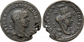 SELEUCIS & PIERIA. Antioch. Philip II (247-249). Ae 8 Assaria. 

Obv: AVTOK K M IOVΛI ΦIΛIΠΠOC CEB. 
Laureate head right with slight drapery.
Rev:...