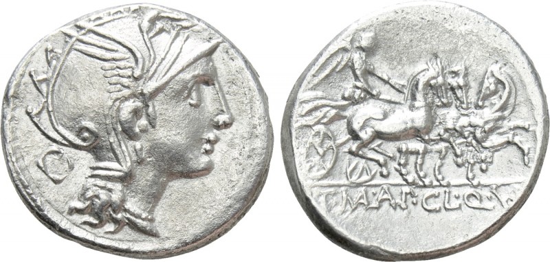 APPIUS CLAUDIUS PULCHER, T. MANLIUS MANCIUS and Q. URBINIUS. Denarius (111-110 B...