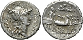L. SULLA and L. MANLIUS TORQUATUS. Denarius (82 BC). Military mint moving with Sulla. 

Obv: PROQ / L MANLI. 
Helmeted head of Roma right.
Rev: L ...