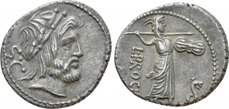 L. PROCILIUS. Denarius (80 BC). Rome. 

Obv: Laureate head of Jupiter right; S...