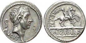 L. MARCIUS PHILIPPUS. Denarius (57 BC). Rome. 

Obv: ANCVS. 
Diademed head of Ancus Marcius right; lituus to left.
Rev: PHILIPPVS / AQVAM R. 
Equ...
