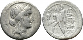 JULIUS CAESAR. Denarius (48-47 BC). Military mint traveling with Caesar in North Africa. 

Obv: Diademed head of Venus right.
Rev: CAESAR. 
Aeneas...