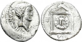 MARK ANTONY. Fourrée Denarius (42 BC). Military mint traveling with Antony in Greece. 

Obv: M ANTONI IMP. 
Bare head of Mark Antony right.
Rev: I...