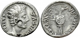 AUGUSTUS (27 BC-AD 14). Fourrée denarius. Imitating Rome. 

Obv: CAESAR AVGVSTVS. 
Bare head right.
Rev: AVGVST DIVI F LVDOS SAE. 
Herald in long...