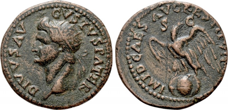 DIVUS AUGUSTUS (Died 14). Restitution issue under Titus (79-81). As. Rome. 

O...