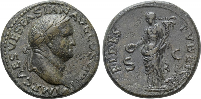 VESPASIAN (69-79). As. Rome. 

Obv: IMP CAES VESPASIAN AVG COS VIII P P. 
Lau...