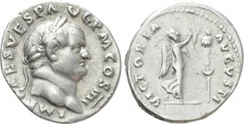 VESPASIAN (69-79). Denarius. Rome. "Judaea Capta" issue. 

Obv: IMP CAES VESP AVG P M COS IIII. 
Laureate head right.
Rev: VICTORIA AVGVSTI. 
Vic...