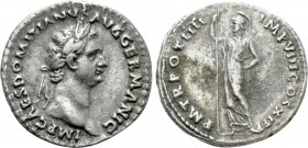 DOMITIAN (81-96). Denarius. Rome. 

Obv: IMP CAES DOMITIANVS AVG GERMANIC. 
Laureate head right, wearing aegis.
Rev: PM TR P IIII IMP VIII COS XI ...