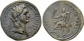 DOMITIAN (81-96). Sestertius. Rome. 

Obv: IMP CAES DOMIT AVG GERM COS XIIII CENS PER P P. 
Laureate head right.
Rev: IOVI VICTORI / S C. 
Jupite...