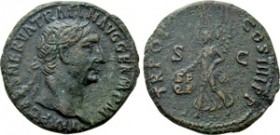 TRAJAN (98-117). As. Rome. 

Obv: IMP CAES NERVA TRAIAN AVG GERM P M. 
Laureate head right.
Rev: TR POT COS IIII P P / S - C. 
Nike advancing lef...