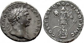 TRAJAN (98-117). Denarius. Rome. 

Obv: IMP TRAIANO AVG GER DAC P M TR P. 
Laureate bust right, with slight drapery.
Rev: COS V P P S P Q R OPTIMO...