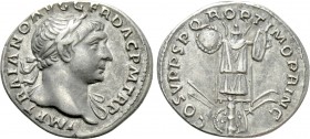 TRAJAN (98-117). Denarius. Rome. 

Obv: IMP TRAIANO AVG GER DAC P M TR P. 
Laureate bust right, with slight drapery.
Rev: COS V P P S P Q R OPTIMO...