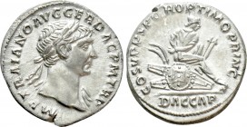 TRAJAN (98-117). Denarius. Rome. 

Obv: IMP TRAIANO AVG GER DAC P M TR P. 
Laureate bust right, with slight drapery.
Rev: COS V P P S P Q R OPTIMO...