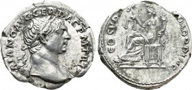 TRAJAN (98-117). Denarius. Rome. 

Obv: IMP TRAIANO AVG GER DAC P M TR P. 
Laureate bust right, with slight drapery.
Rev: COS V P P SPQR OPTIMO PR...