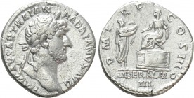 HADRIAN (117-138). Denarius. Rome. 

Obv: IMP CAESAR TRAIAN HADRIANVS AVG. 
Laureate head right.
Rev: P M TR P COS III / LIBERAL AVG III. 
Hadria...