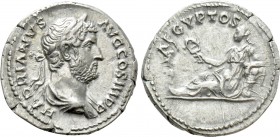 HADRIAN (117-138). Denarius. Rome. "Travel Series" issue. 

Obv: HADRIANVS AVG COS III P P. 
Laureate and draped bust right.
Rev: AEGYPTOS. 
Egyp...
