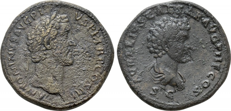 ANTONINUS PIUS with MARCUS AURELIUS as Caesar (138-161). Sestertius. Rome. 

O...