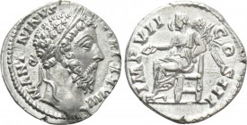 MARCUS AURELIUS (161-180). Denarius. Rome. 

Obv: M ANTONINVS AVG TR P XXVIII. 
Laureate head right.
Rev: IMP VII COS III. 
Victory seated left o...