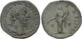 MARCUS AURELIUS (161-180). Sestertius. Rome. 

Obv: M ANTONINVS AVG GERM SARM TR P XXXI. 
Laureate head right.
Rev: IMP VIIII COS III P P / S - C....
