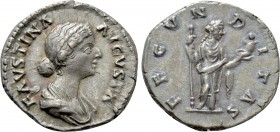 FAUSTINA II (Augusta, 147-175). Denarius. Rome. 

Obv: FAVSTINA AVGVSTA. 
Draped bust right.
Rev: FECVNDITAS. 
Fecunditas standing facing, head r...