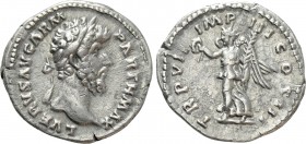 LUCIUS VERUS (161-169). Denarius. Rome. 

Obv: L VERVS AVG ARM PARTH MAX. 
Laureate head right.
Rev: TR P VII IMP IIII COS III. 
Victory standing...
