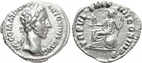 COMMODUS (177-192). Denarius. Rome. 

Obv: M COMMODVS ANTONINVS AVG. 
Laureate head right.
Rev: TR P VI IMP IIII COS III P P. 
Roma seated left o...