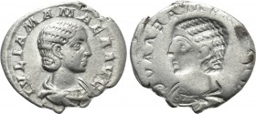 Julia Mamaea (222-235). Denarius. Rome. Obverse brockage. 

Obv: IVLIA MAMAEA AVG. 
Draped bust of Julia Mamaea right.
Rev: Incuse of obverse.

...